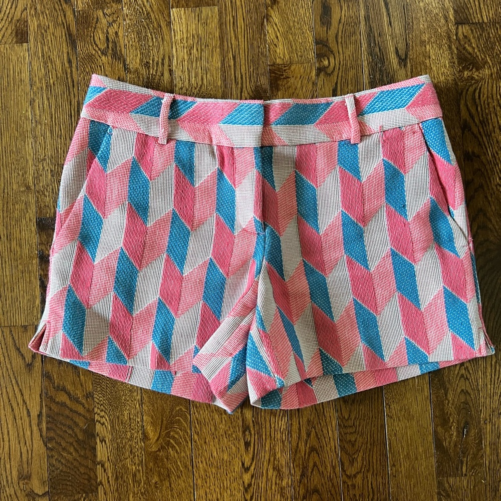 Loft Rivera Knit shorts, Geometric pattern in pink, blue, cream and gold
